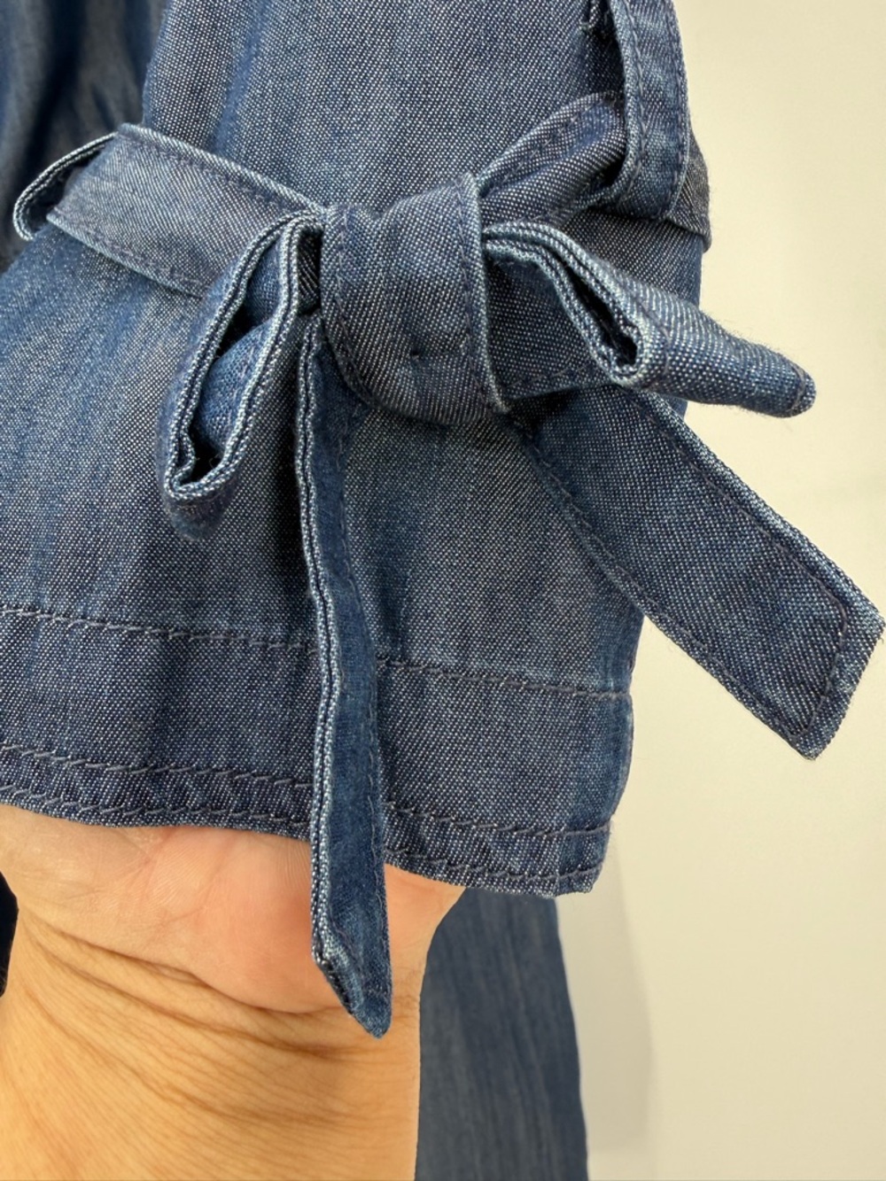 Banana Republic Chambray Denim Trench Coat Dress Belted Blue Lightweight Jacket - Picture 5 of 15